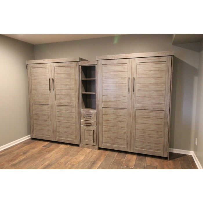 Vertical Wood Plank Face Murphy Bed - V121 