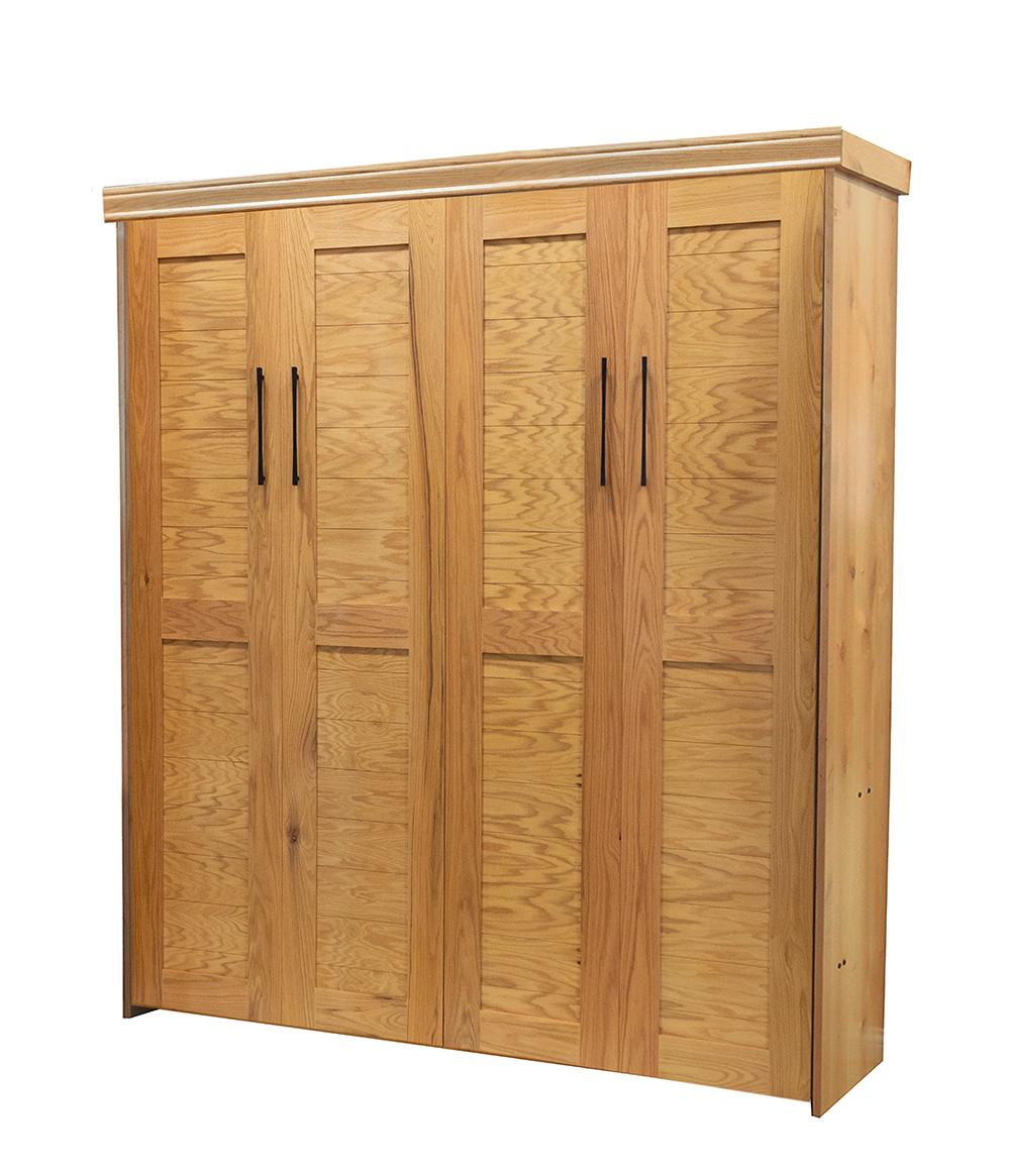 Vertical Wood Plank Face Murphy Bed - V121 - The Bedder Way Co
