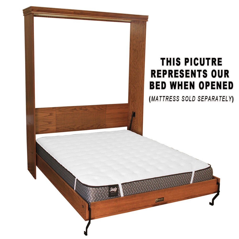 Vertical Wood Plank Face Murphy Bed - V121 - open